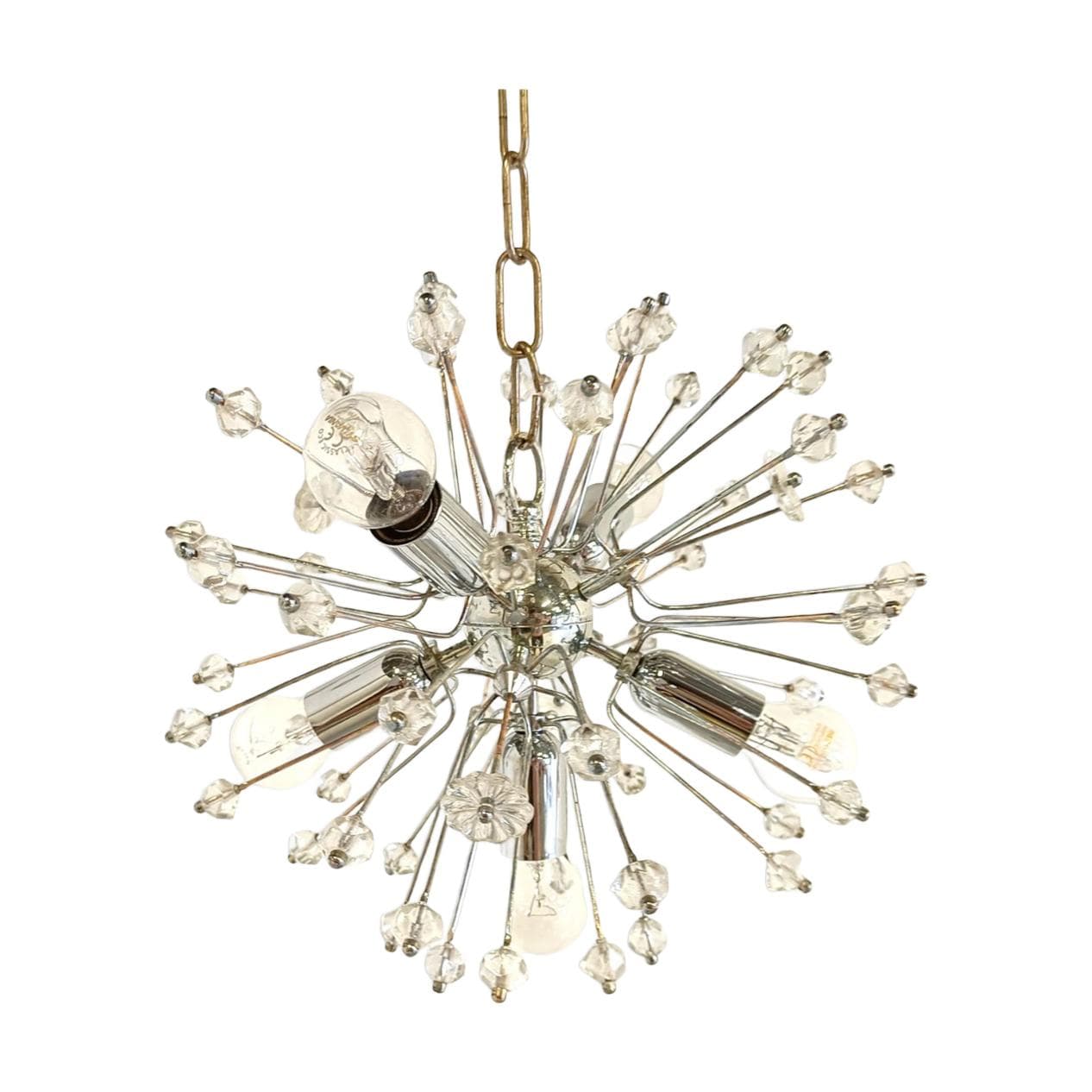 Chandelier Sputnik, silver, glass, by E. Stejnar, Austria, 1970s.