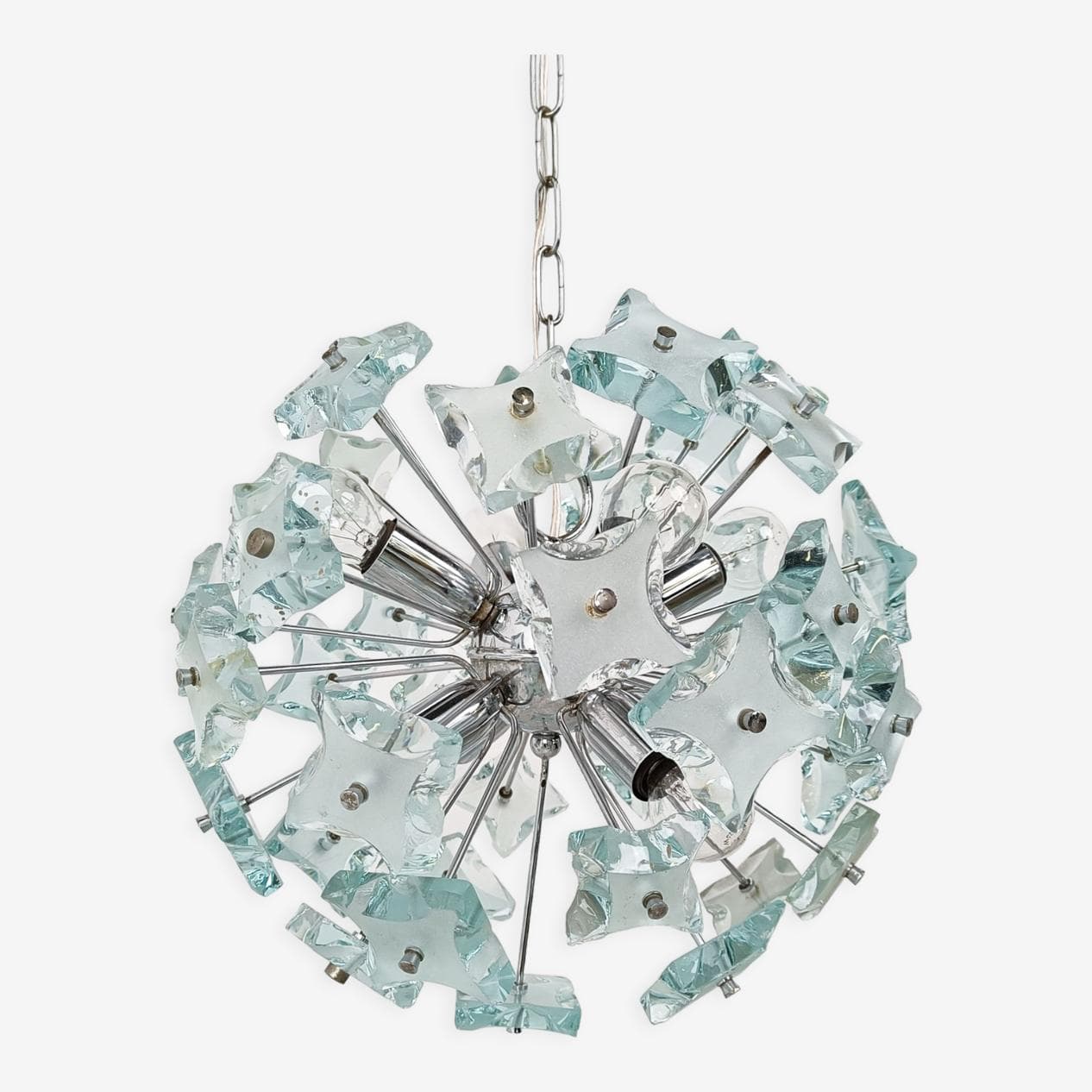 Żyrandol Sputnik, niebieski, szkło, Włochy, lata 70. - 263277