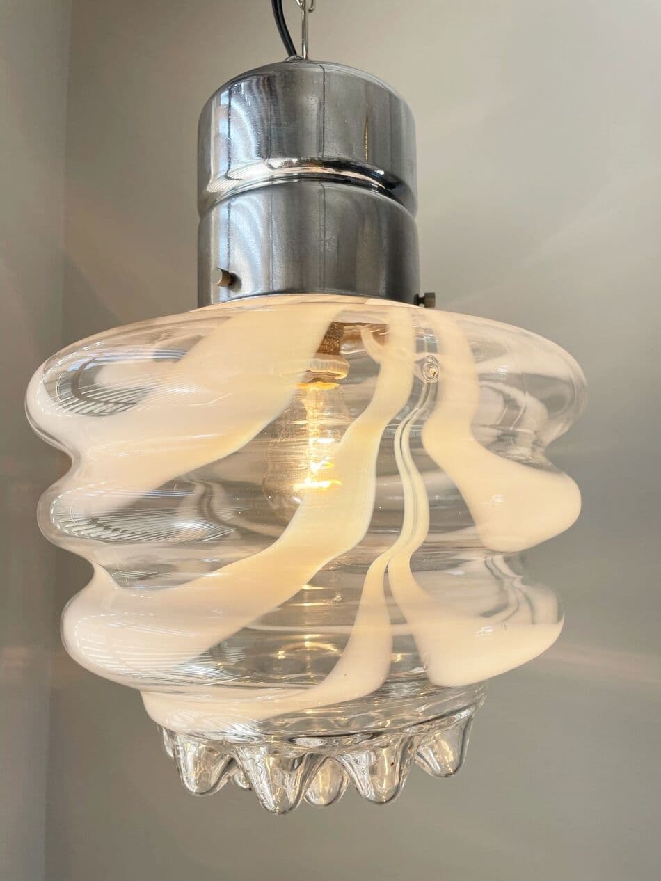 Lampa wisząca, szkło transparent, Mazzega, Włochy, lata 70. - 263266