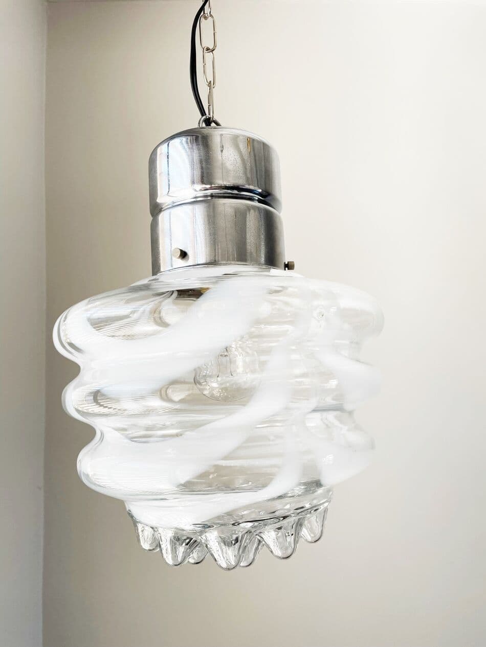 Lampa wisząca, szkło transparent, Mazzega, Włochy, lata 70. - 263268
