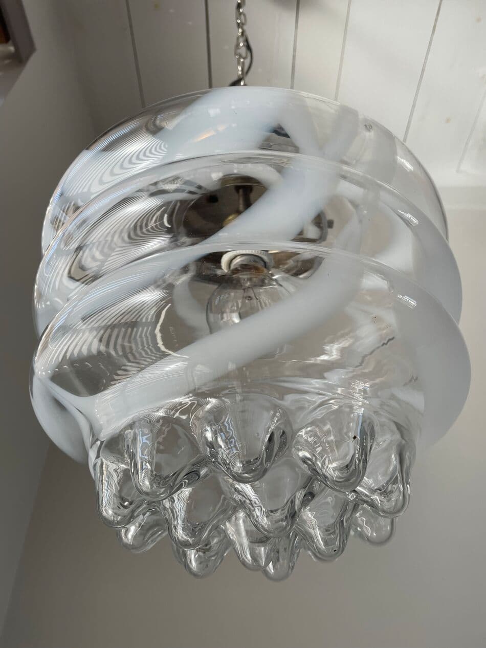 Lampa wisząca, szkło transparent, Mazzega, Włochy, lata 70. - 263269