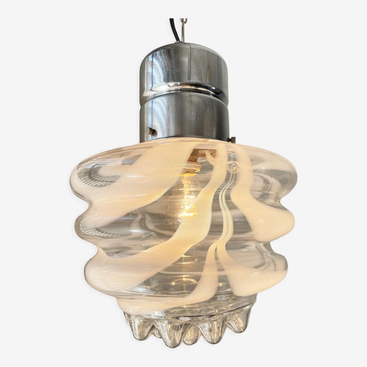 Lampa wisząca, szkło transparent, Mazzega, Włochy, lata 70. - 263272