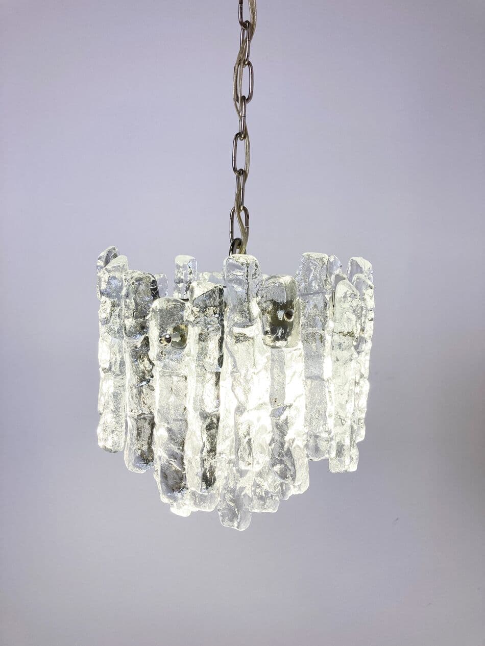 Lampa wisząca Ice Crystal, szkło transparentne, Kalmar, Austria, lata 60. - 263241