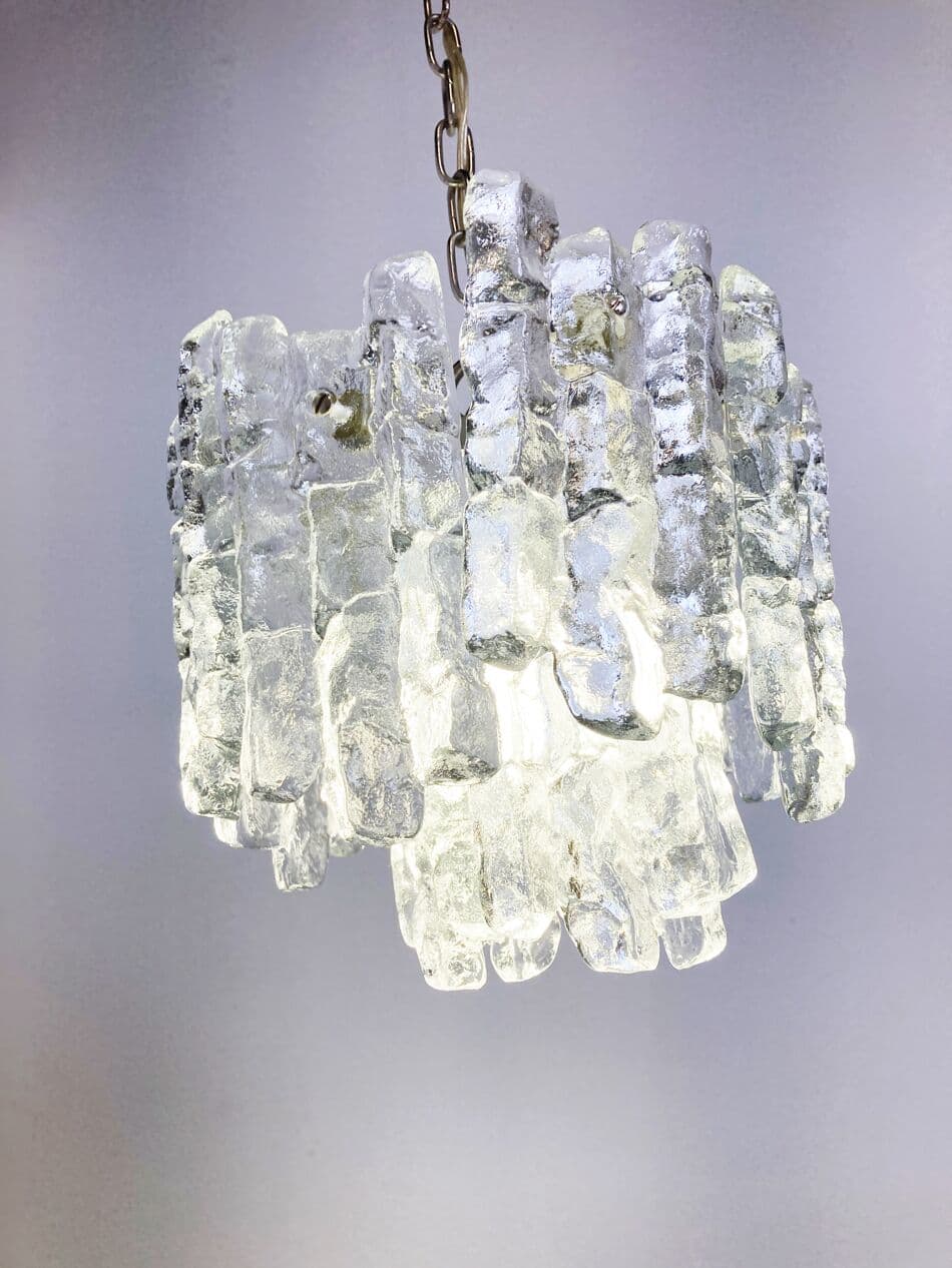 Lampa wisząca Ice Crystal, szkło transparentne, Kalmar, Austria, lata 60. - 263242