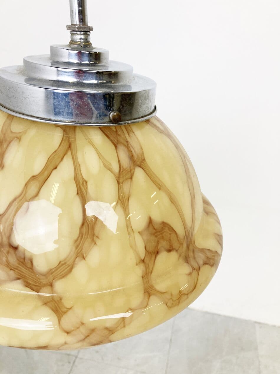 Lampa wisząca Art Deco, beżowy, szkło, Belgia, lata 30. - 263123