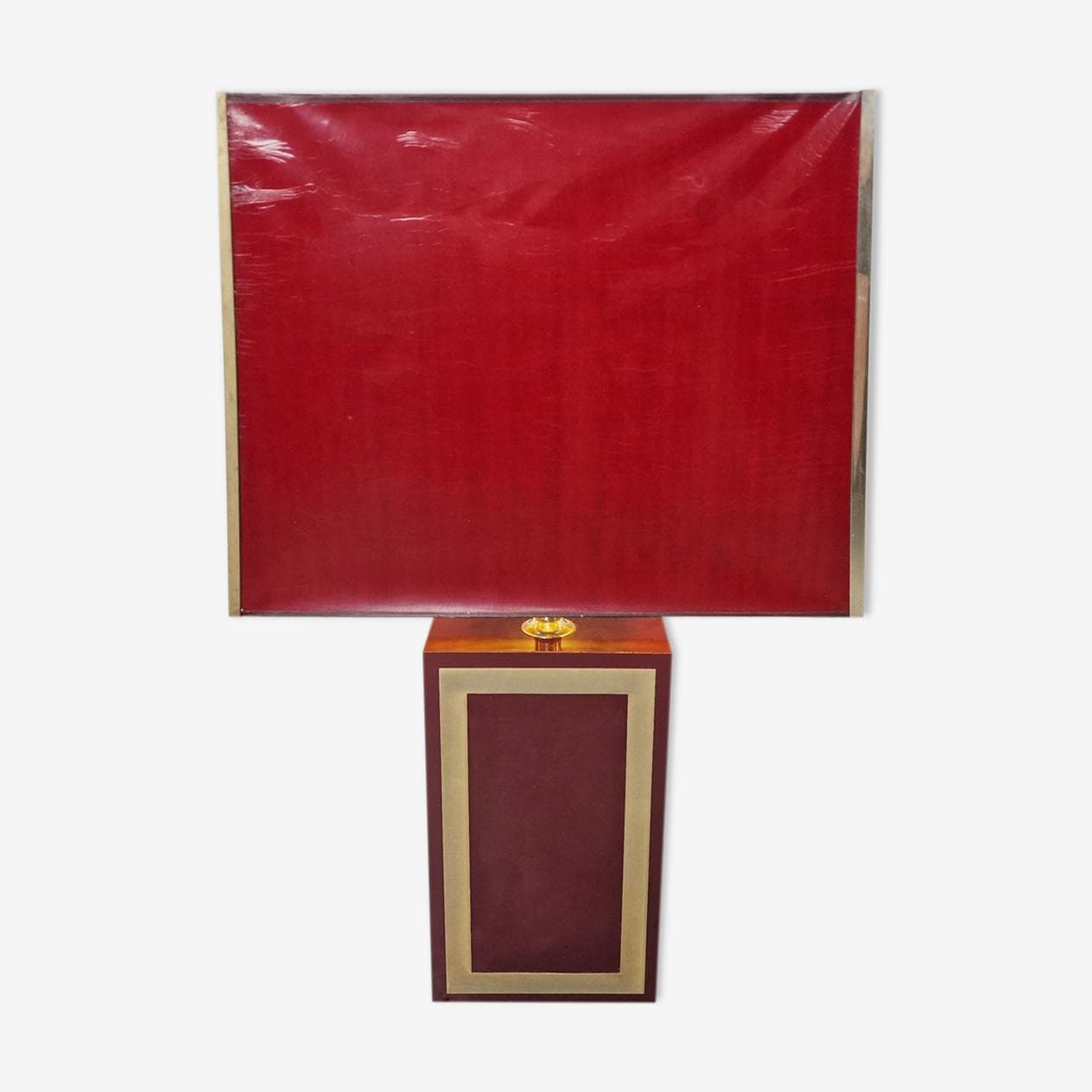 Lampa stołowa, czerwony, drewno, Francja, lata 70. - 263018