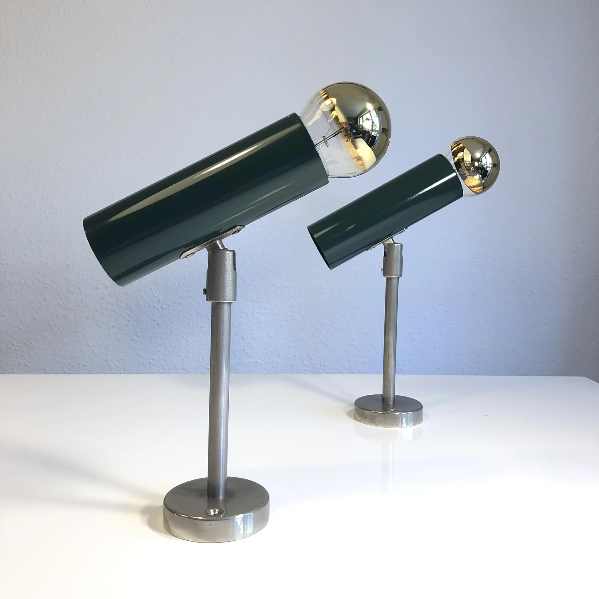 Para kinkietów, butelkowa zieleń, metal stal złoty, Niemcy, lata 70. - 20066