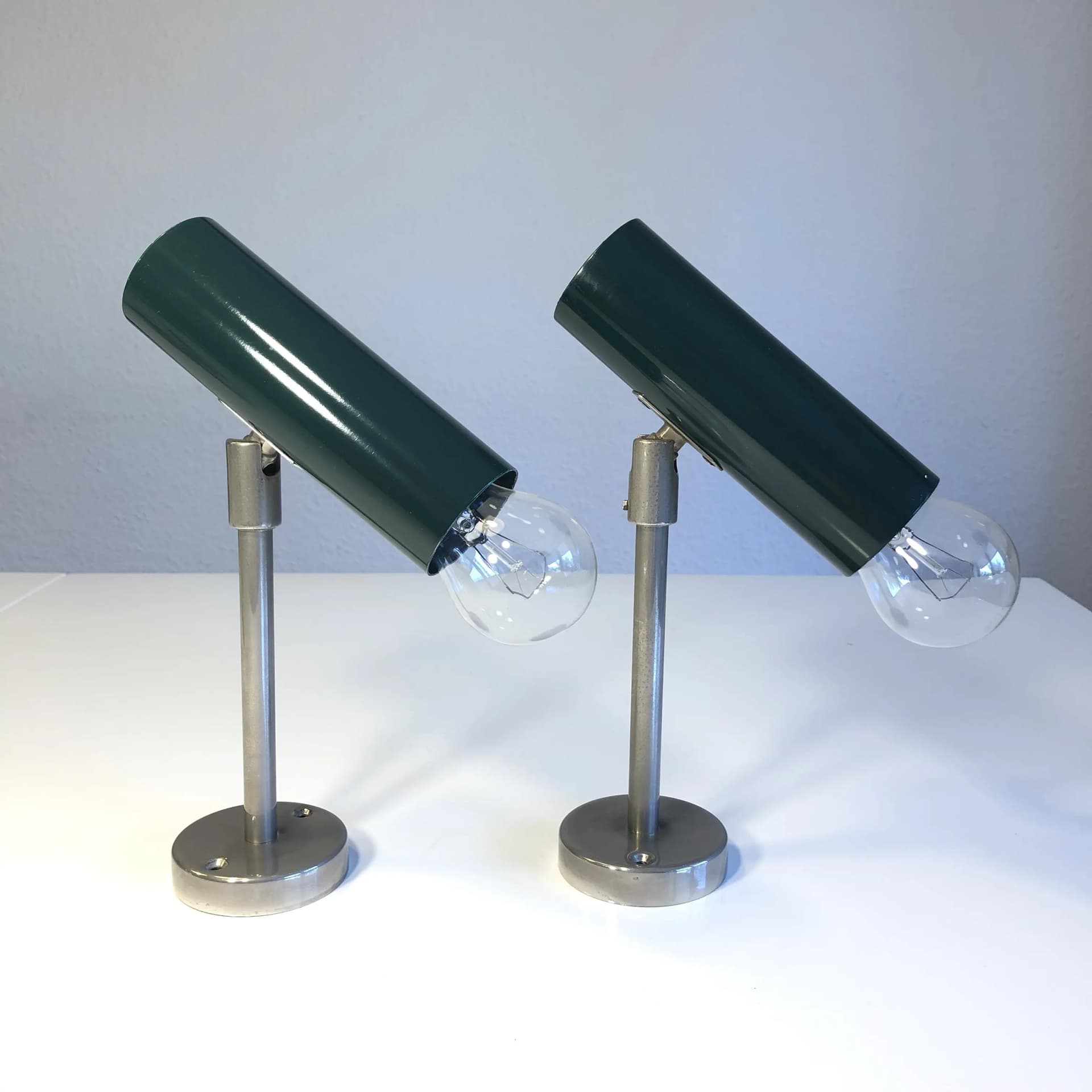 Para kinkietów, butelkowa zieleń, metal stal złoty, Niemcy, lata 70. - 20064