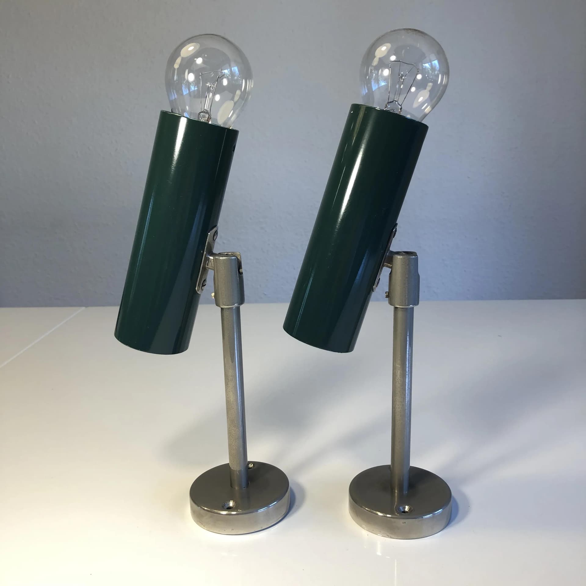 Para kinkietów, butelkowa zieleń, metal stal złoty, Niemcy, lata 70. - 20065