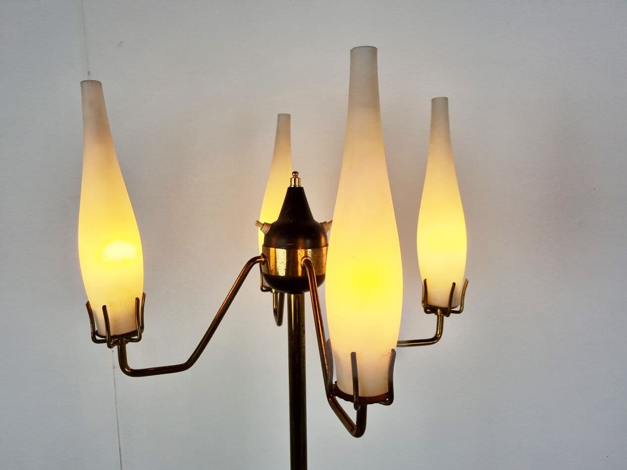 Lampa podłogowa, złoty, mosiądz, Stilux Milano, Włochy, lata 50. - 262965