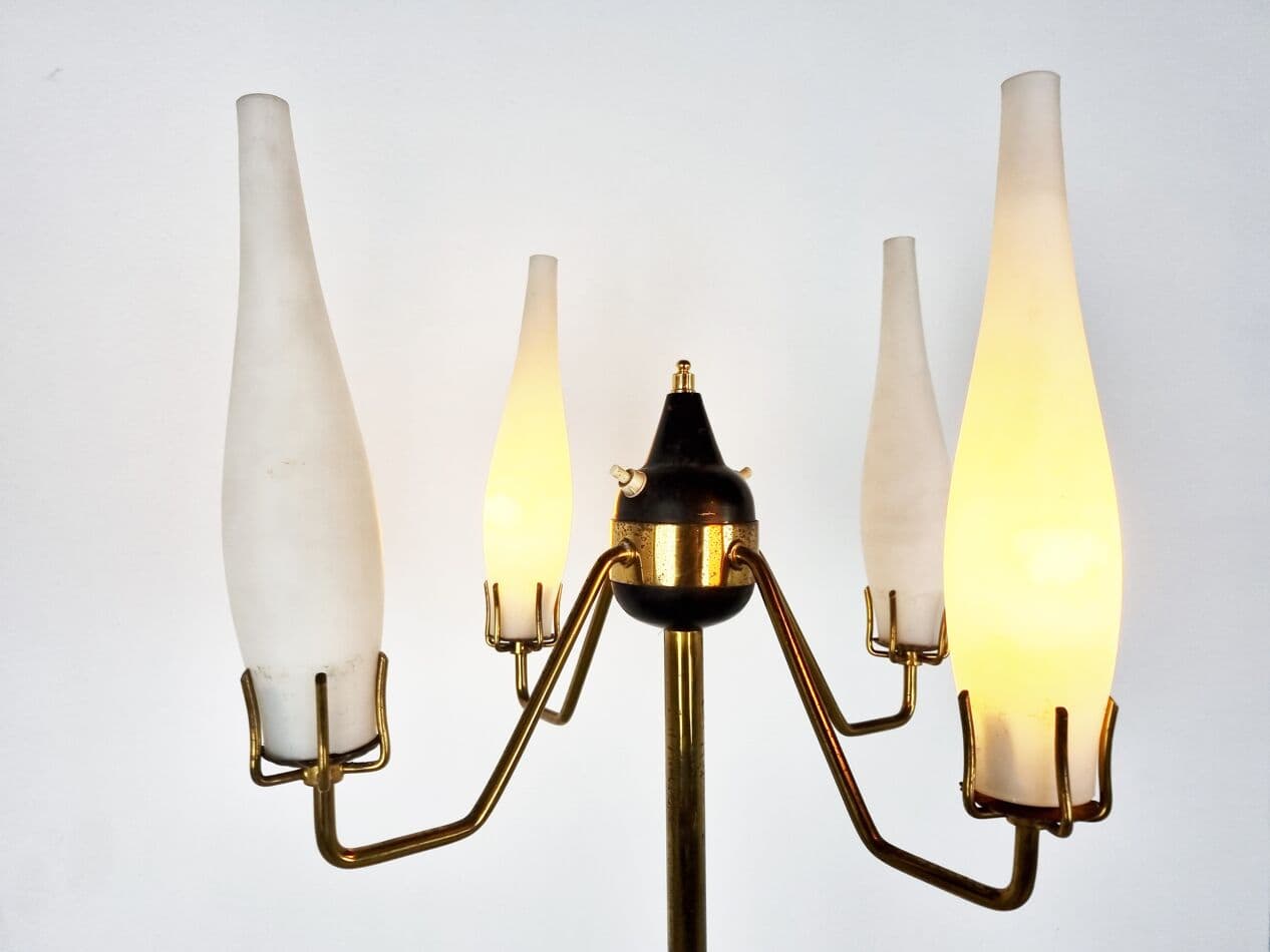 Lampa podłogowa, złoty, mosiądz, Stilux Milano, Włochy, lata 50. - 262970
