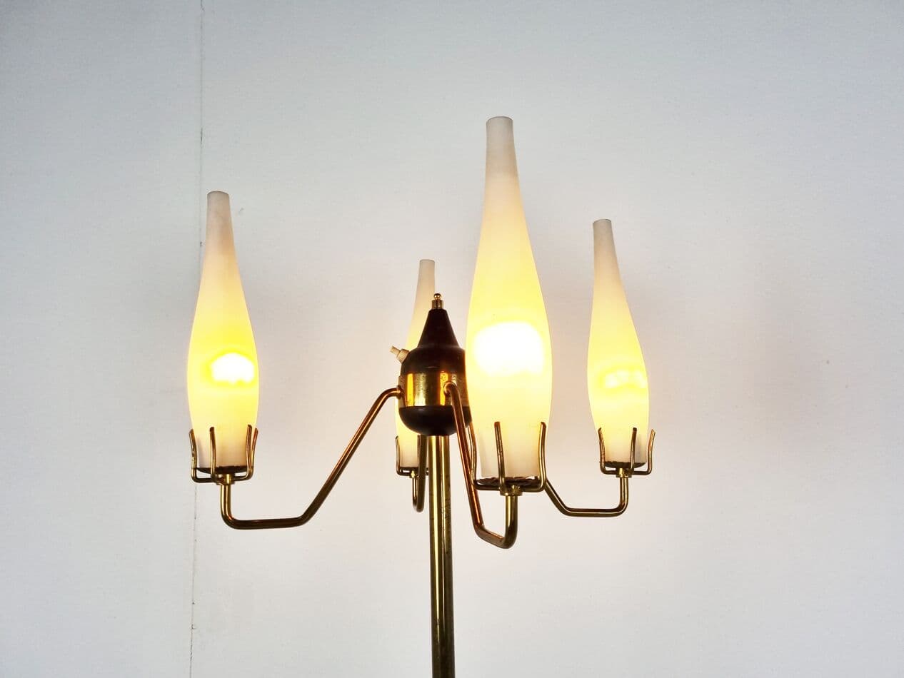 Lampa podłogowa, złoty, mosiądz, Stilux Milano, Włochy, lata 50. - 262968