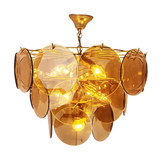 Żyrandol, mid-century, brązowy, szkło, Austria, lata 70. - WYMIARY