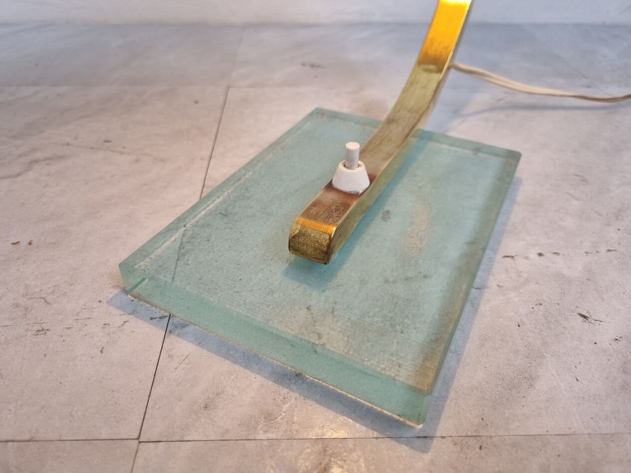 Lampa stołowa Art Deco, mosiądz złoty, szkło, Niemcy, lata 30. - 262856