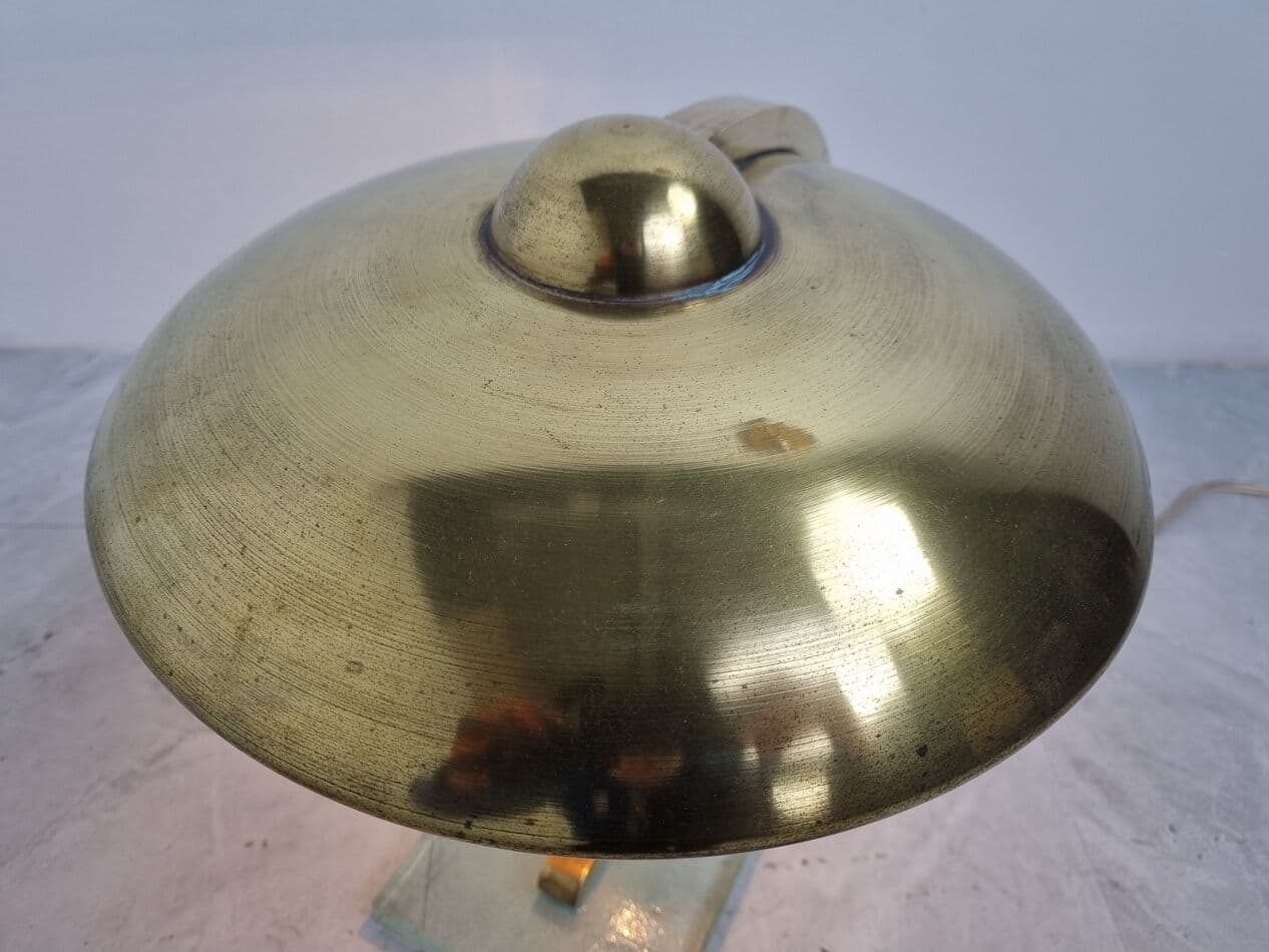 Lampa stołowa Art Deco, mosiądz złoty, szkło, Niemcy, lata 30. - 262857