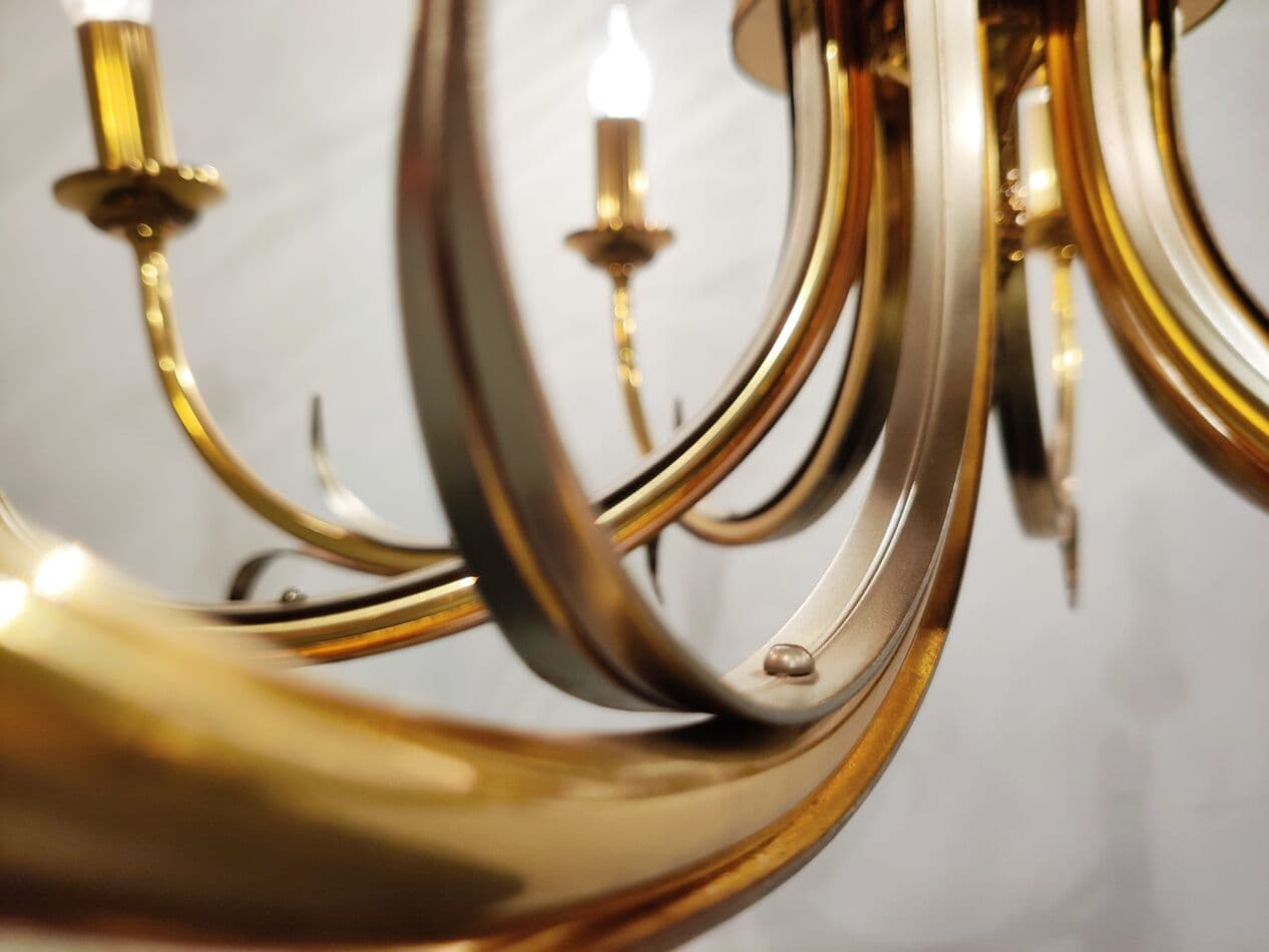 Chandelier Pineapple, gold brass, Belgium, 1970s. - 262804