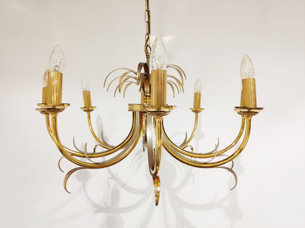Chandelier Pineapple, gold brass, Belgium, 1970s. - 262806