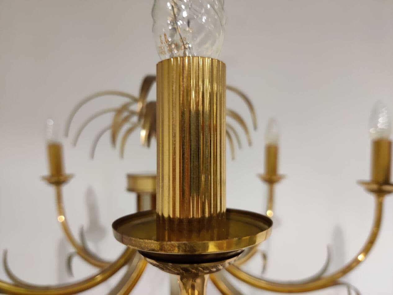 Chandelier Pineapple, gold brass, Belgium, 1970s. - 262798