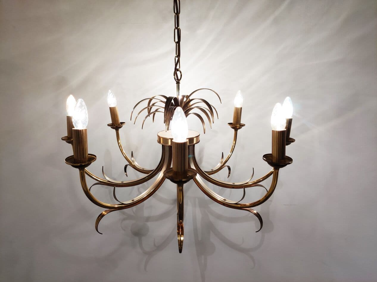 Chandelier Pineapple, gold brass, Belgium, 1970s. - 262802