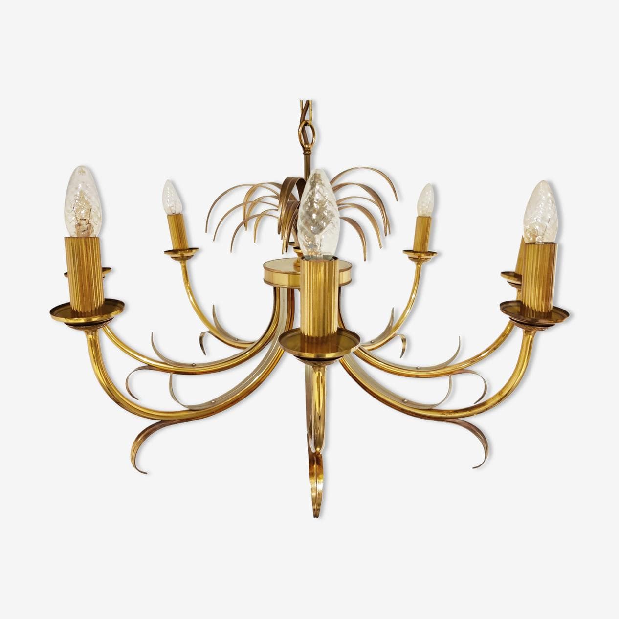 Chandelier Pineapple, gold brass, Belgium, 1970s. - 262799