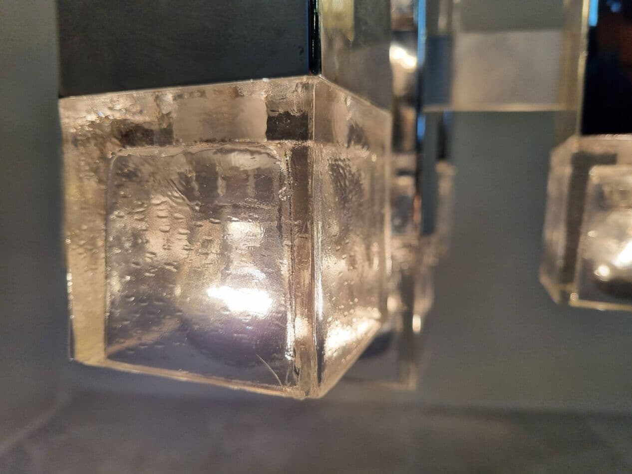 Chandelier, silver chrome, glass, Italy, 1970s. - 273805