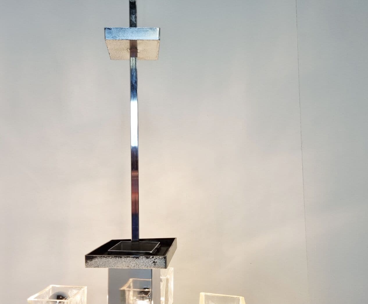 Chandelier, silver chrome, glass, Italy, 1970s. - 273802