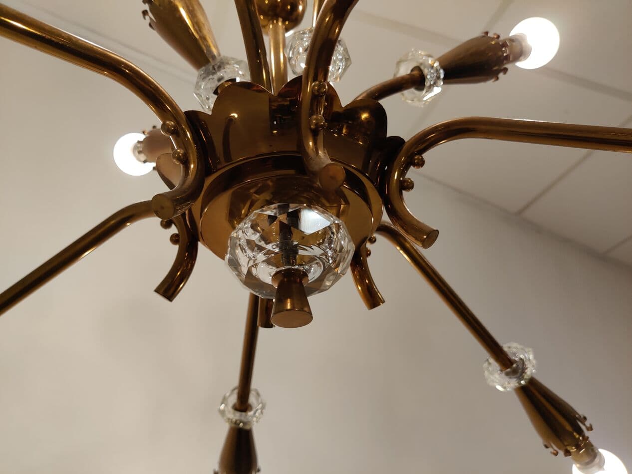 Chandelier Sputnik, brown copper, glass, France, 1950s - 273762