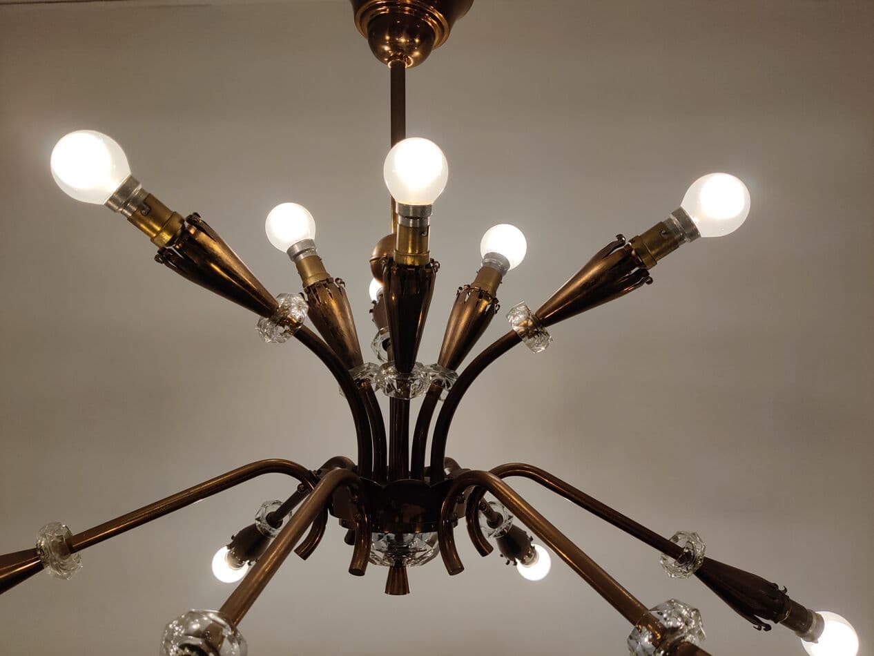 Chandelier Sputnik, brown copper, glass, France, 1950s - 273766