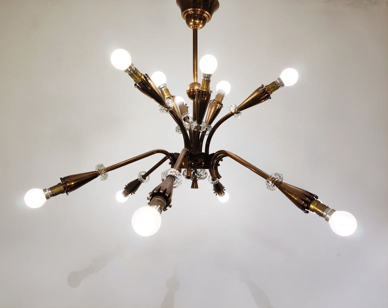 Chandelier Sputnik, brown copper, glass, France, 1950s - 273765
