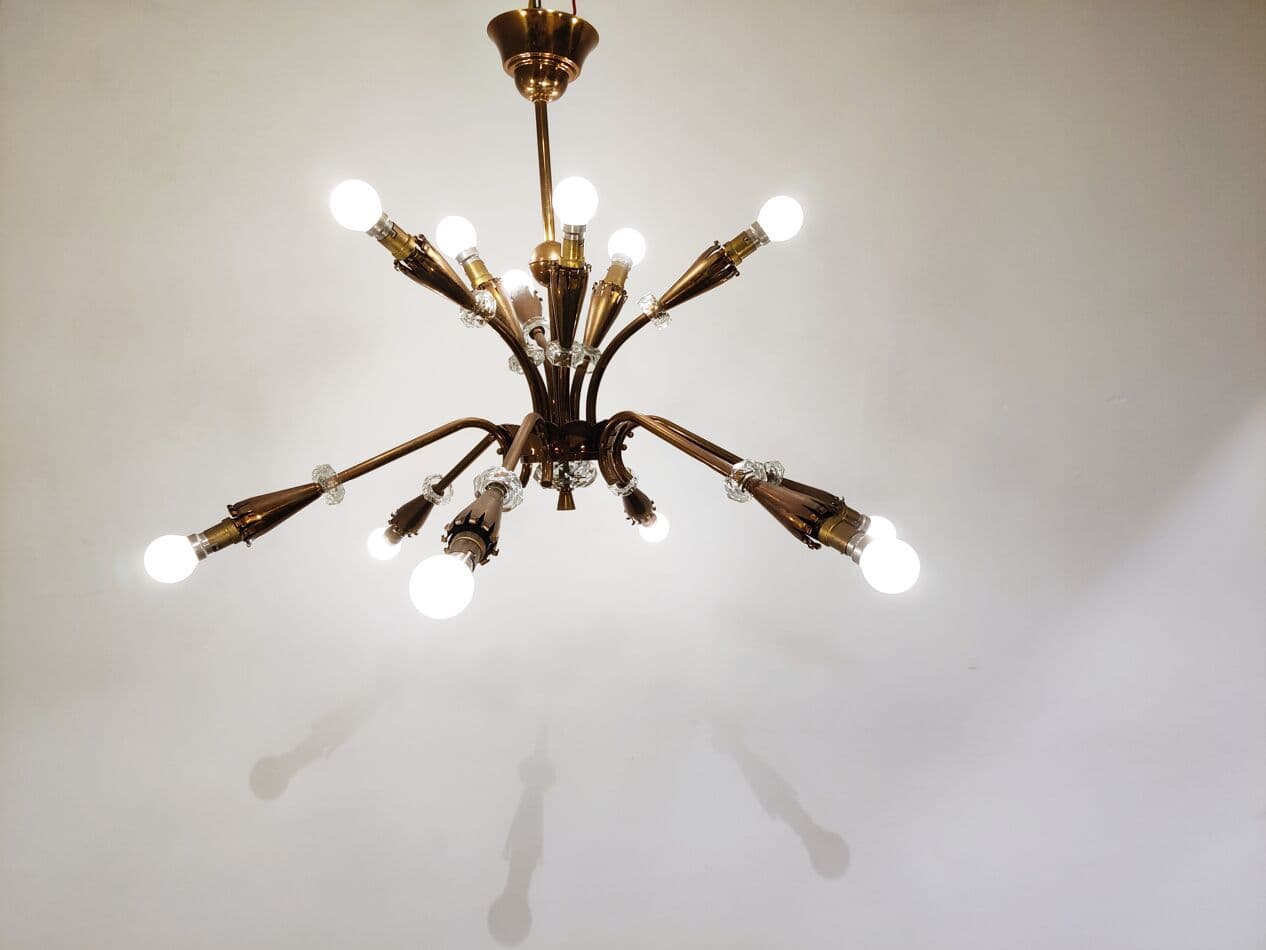 Chandelier Sputnik, brown copper, glass, France, 1950s - 273757