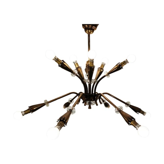 Chandelier Sputnik, brown copper, glass, France, 1950s - DIMENSION
