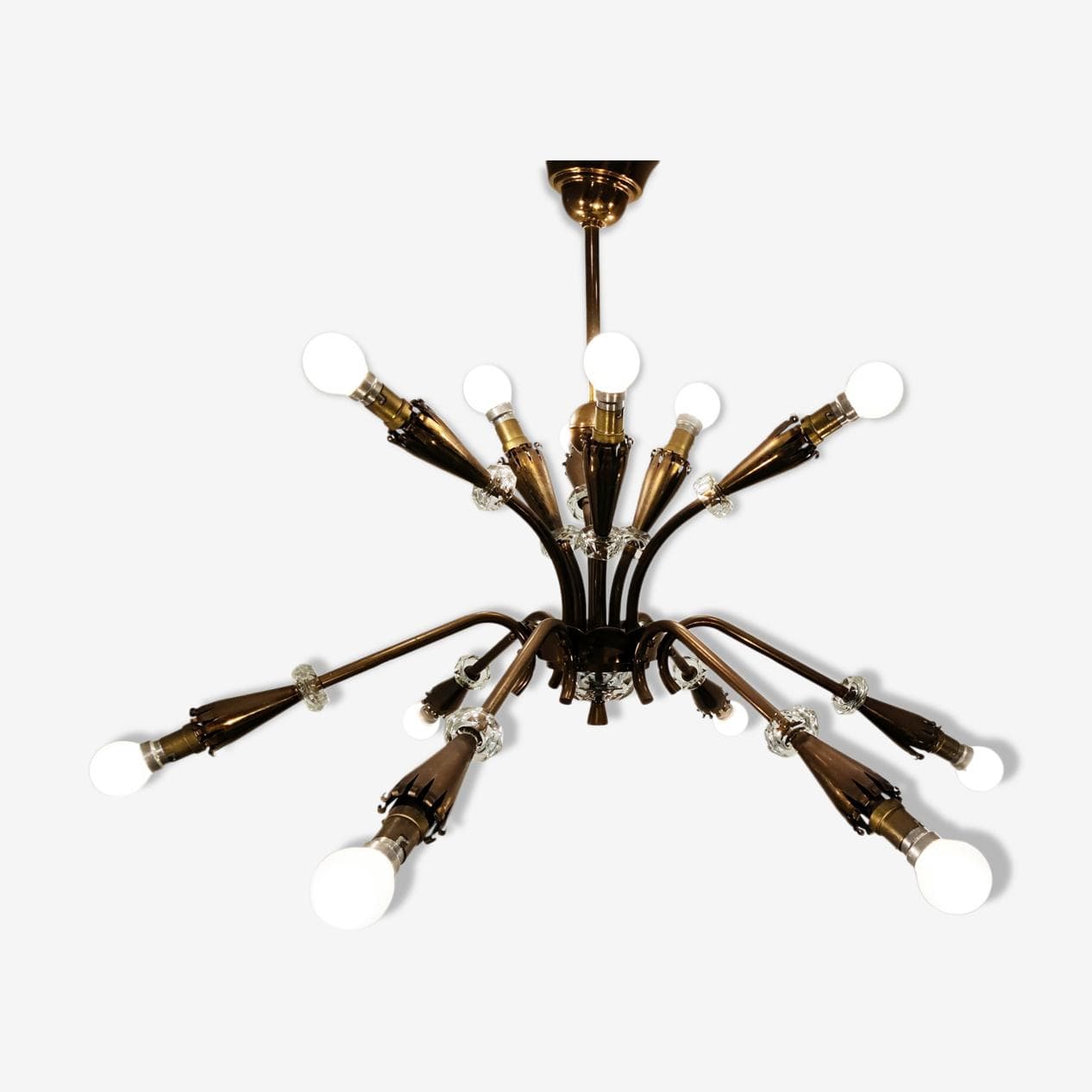 Chandelier Sputnik, brown copper, glass, France, 1950s - 273760