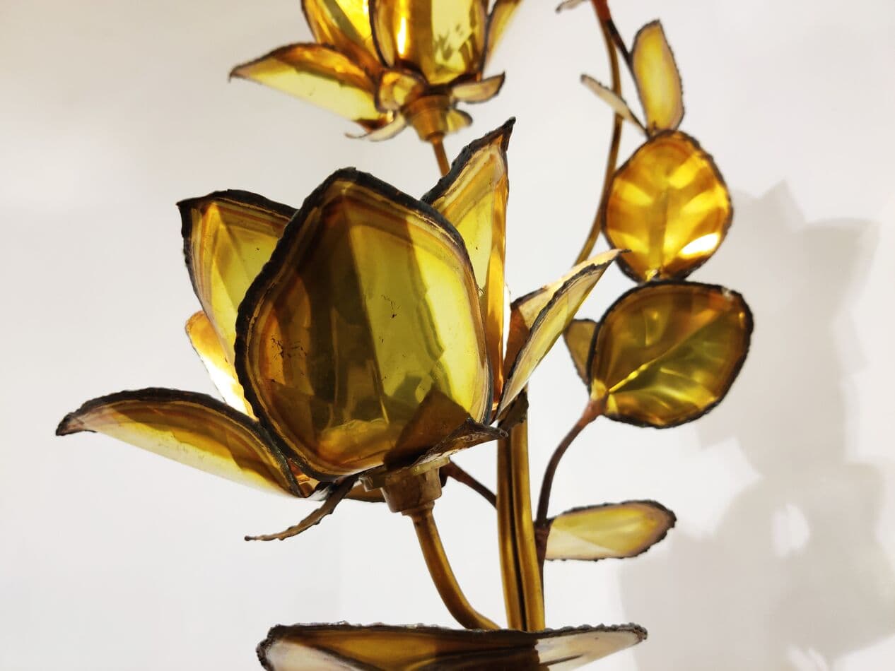 Lampa stołowa Flower, mosiądz złoty, Francja, lata 70. - 273687