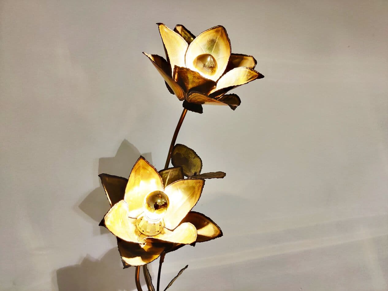 Lampa stołowa Flower, mosiądz złoty, Francja, lata 70. - 273689