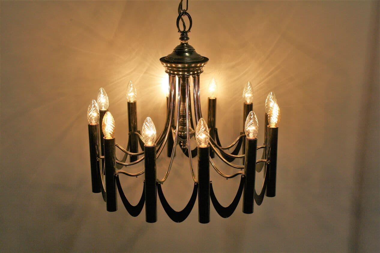 Żyrandol klasyczny, srebrny, metal, Włochy, lata 60. - 273675