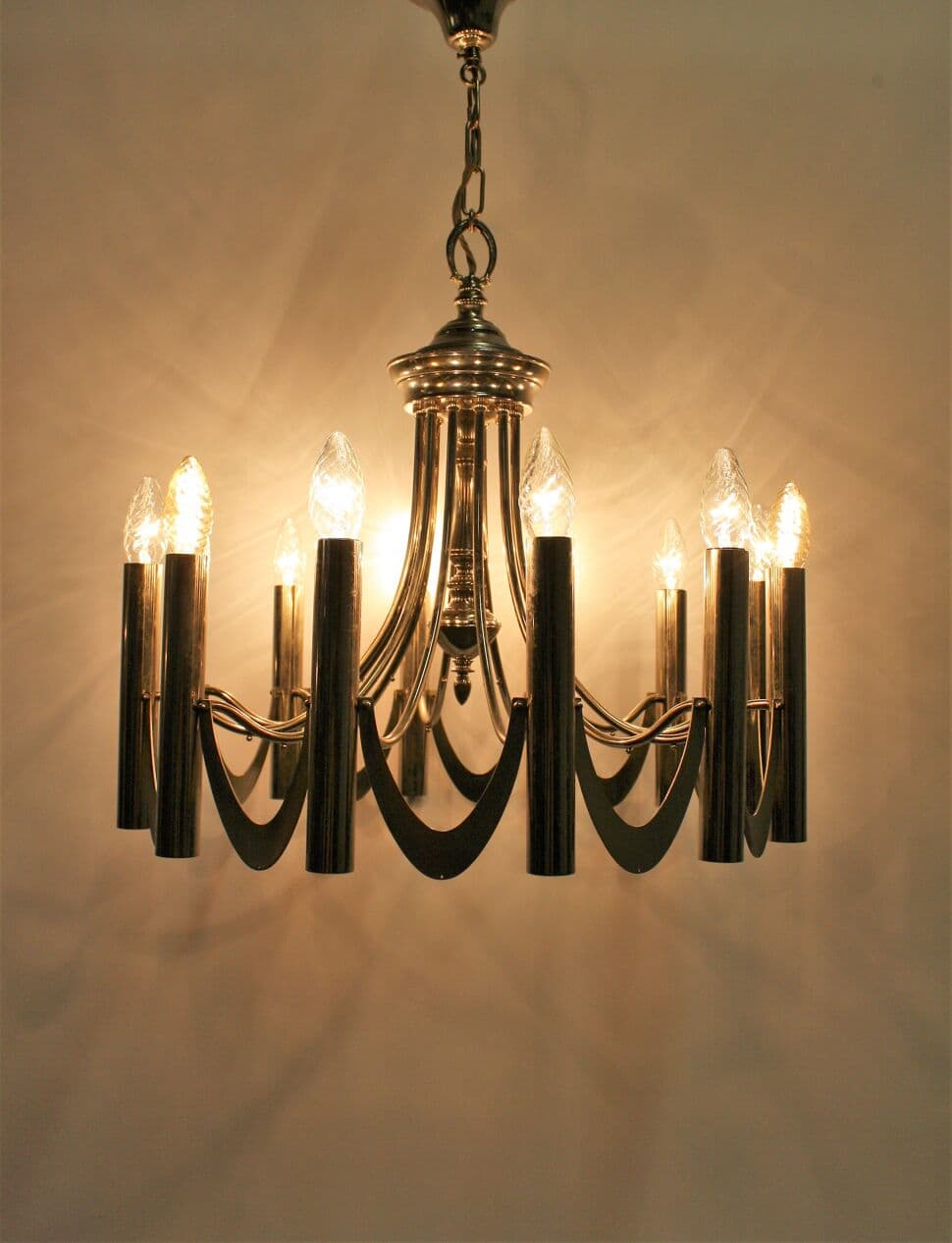 Żyrandol klasyczny, srebrny, metal, Włochy, lata 60. - 273673