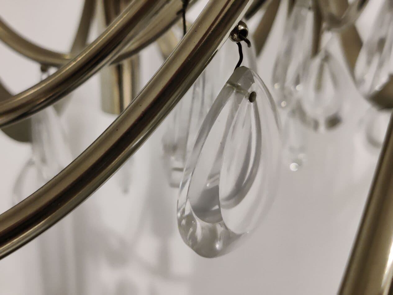 Żyrandol klasyczny, srebrny, metal, Włochy, lata 60. - 273676