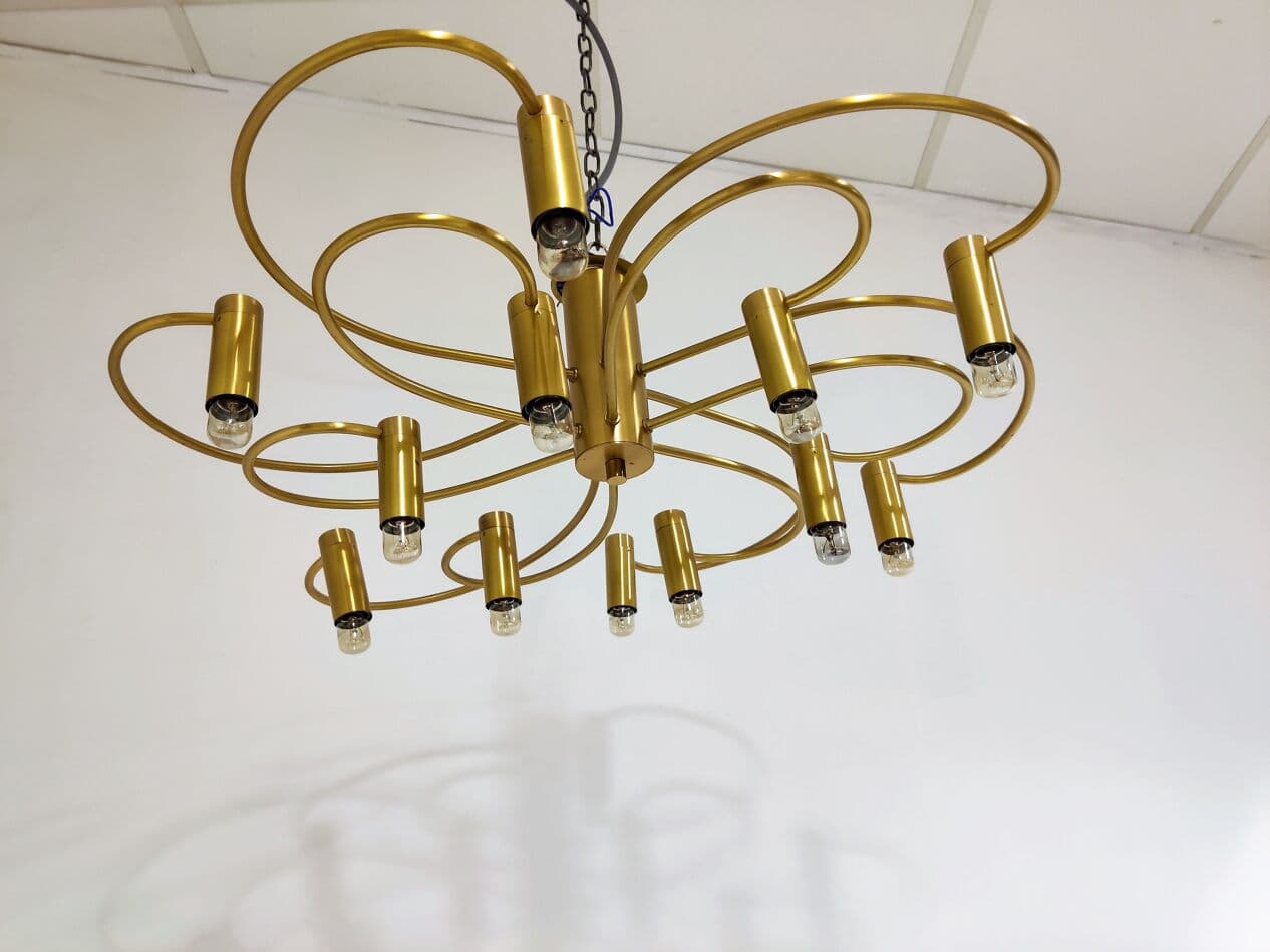 Flush mount chandelier, gold brass, Germany, 1970s - 273658