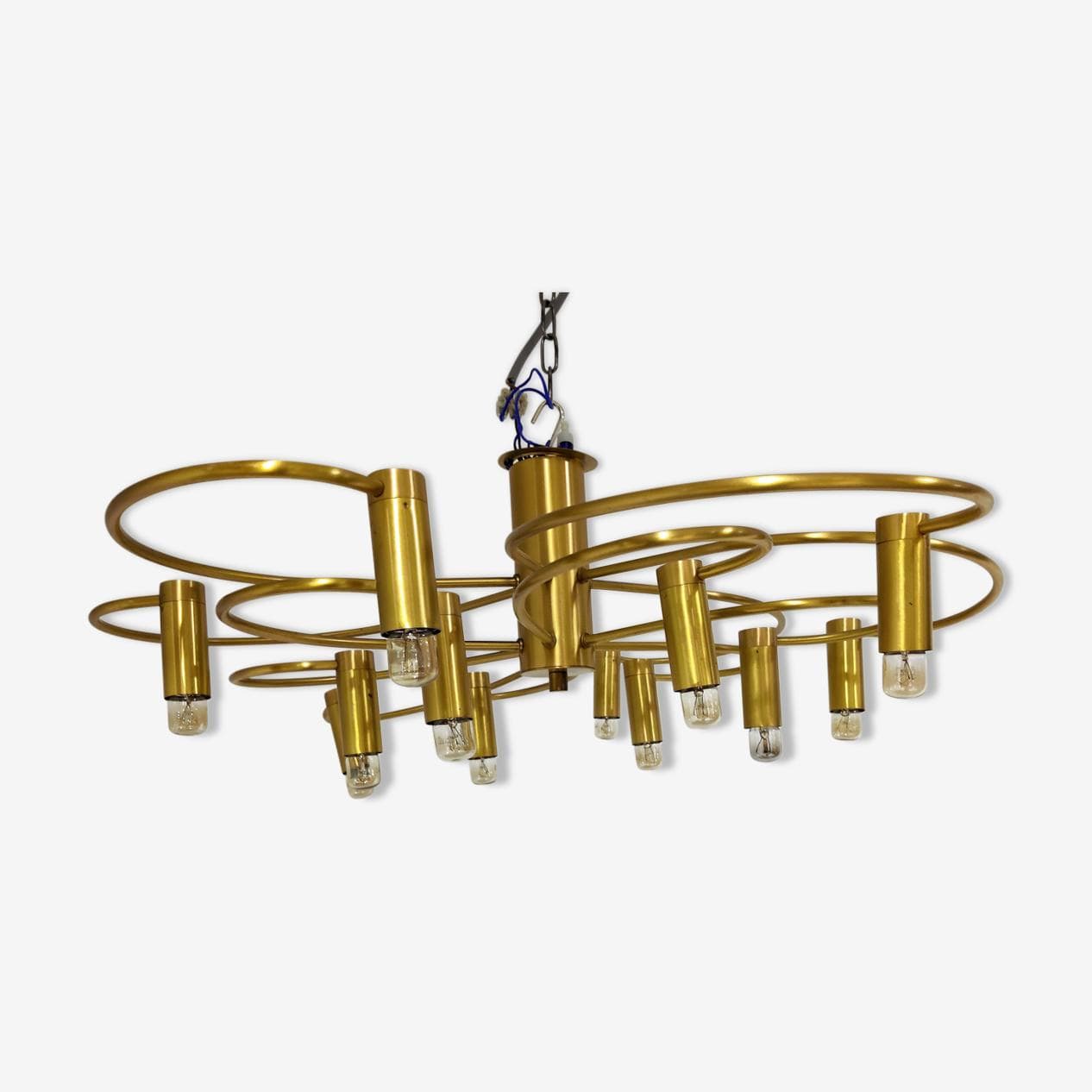 Flush mount chandelier, gold brass, Germany, 1970s - 273659