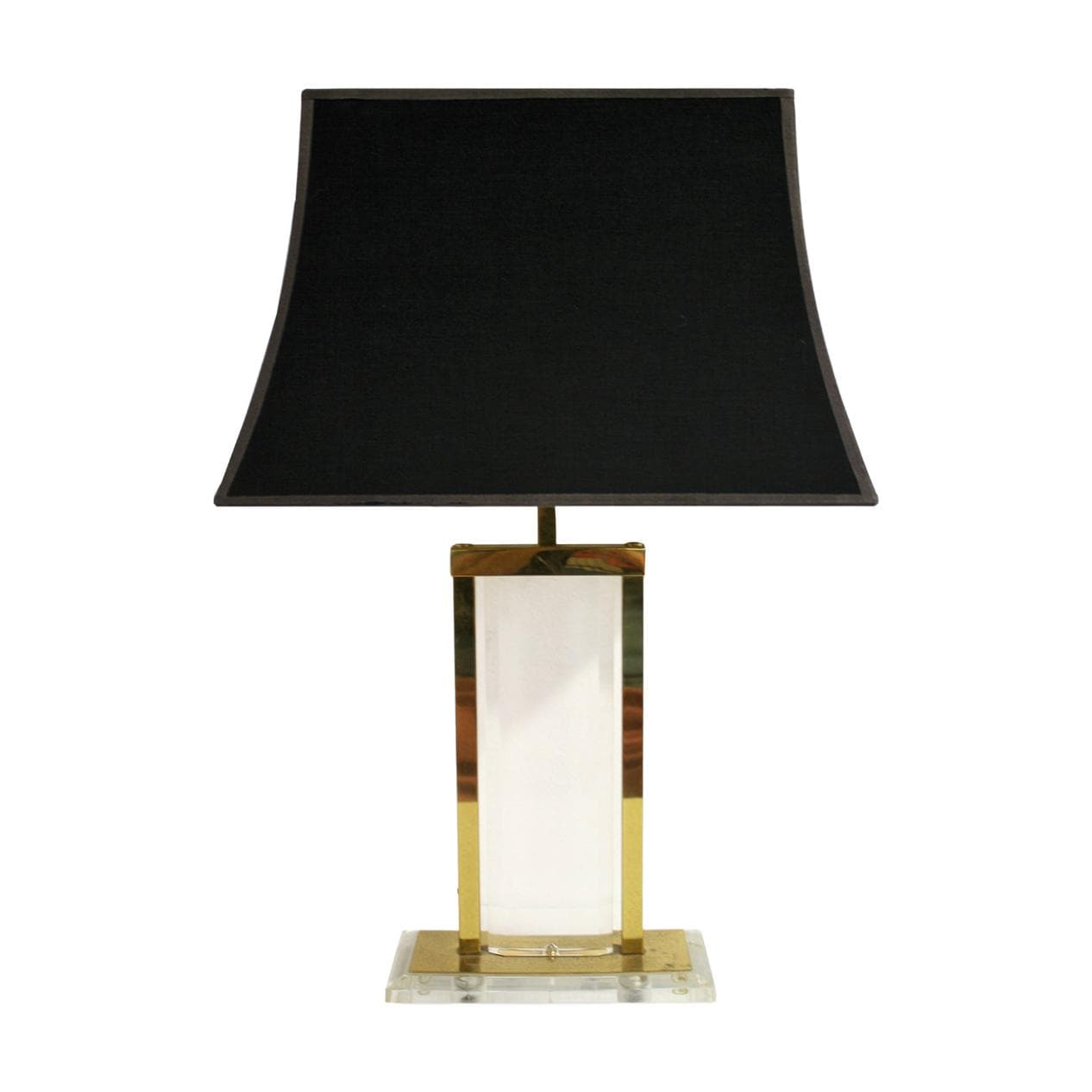 Lampa stołowa, mosiądz złoty, lucyt, lata 70.