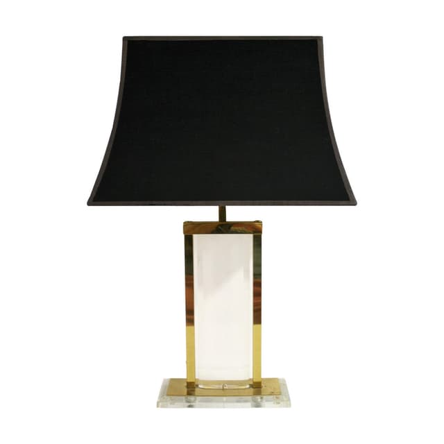 Lampa stołowa, mosiądz złoty, lucyt, lata 70. - WYMIARY