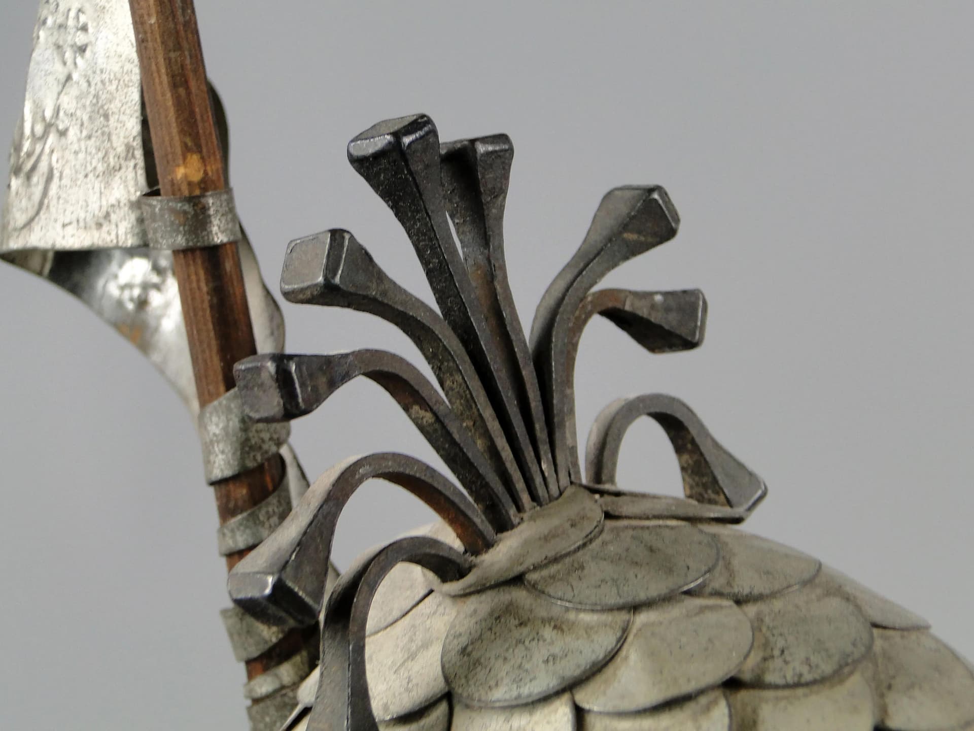 Sculpture Don Quixote, brown wood, silver metal, by M. Markowski, Poland, 1980s. - 20155