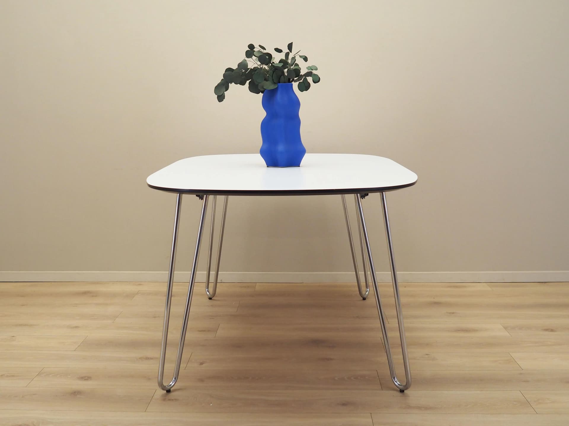 Stół prostokątny, biały laminat, metal chromowany, Włochy, lata 90. - 19970