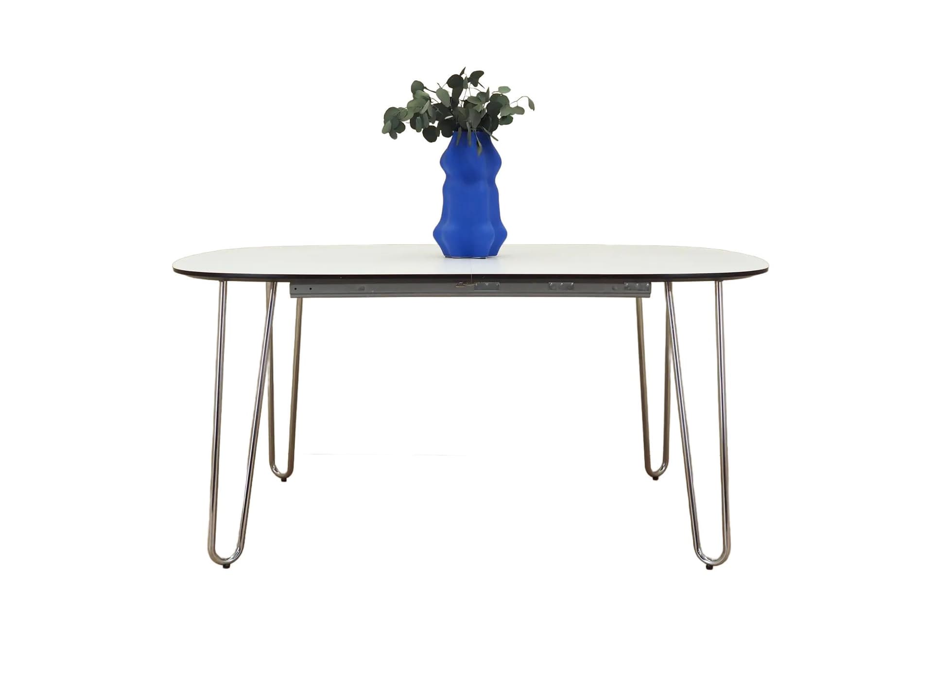 Stół prostokątny, biały laminat, metal chromowany, Włochy, lata 90.