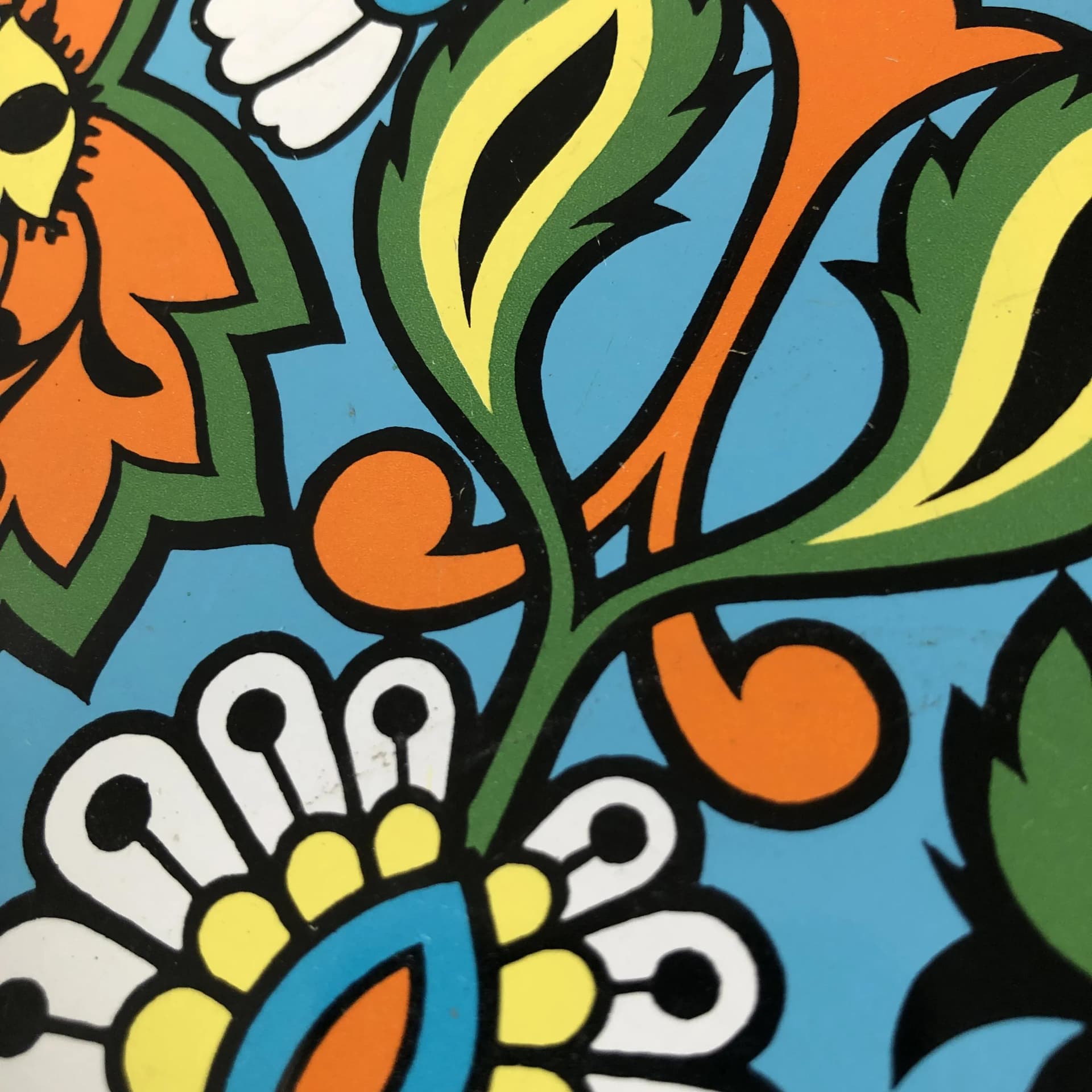 Multikolorowa metalowa taca dekoracyjna, Wielka Brytania, lata 70. - 20049