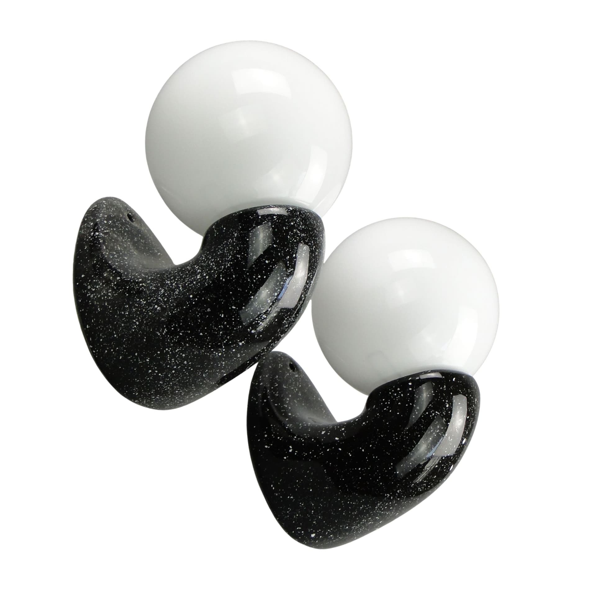 Para kinkietów Space Age, ceramika czarna, Polska, lata 70.