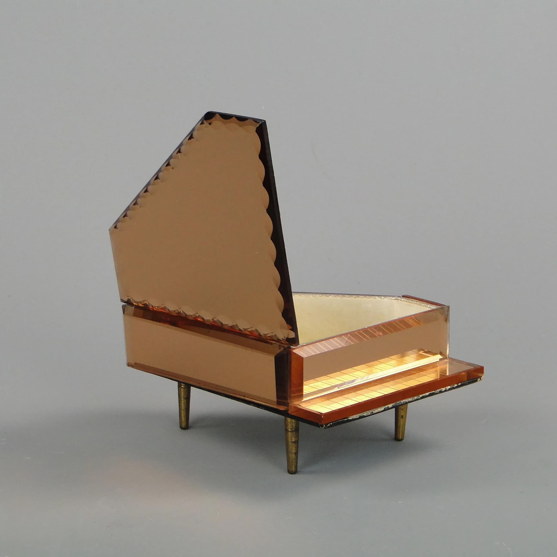 Jewelry Box Grand Piano, copper crystal, France, 1950s - 20138