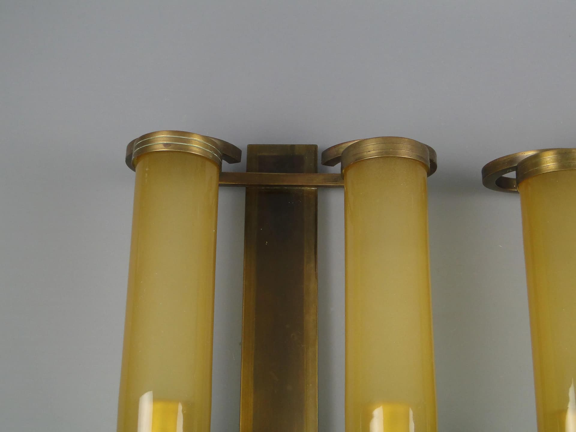 Para kinkietów Art déco, mosiądz złoty, szkło, Niemcy, lata 20. - 20326