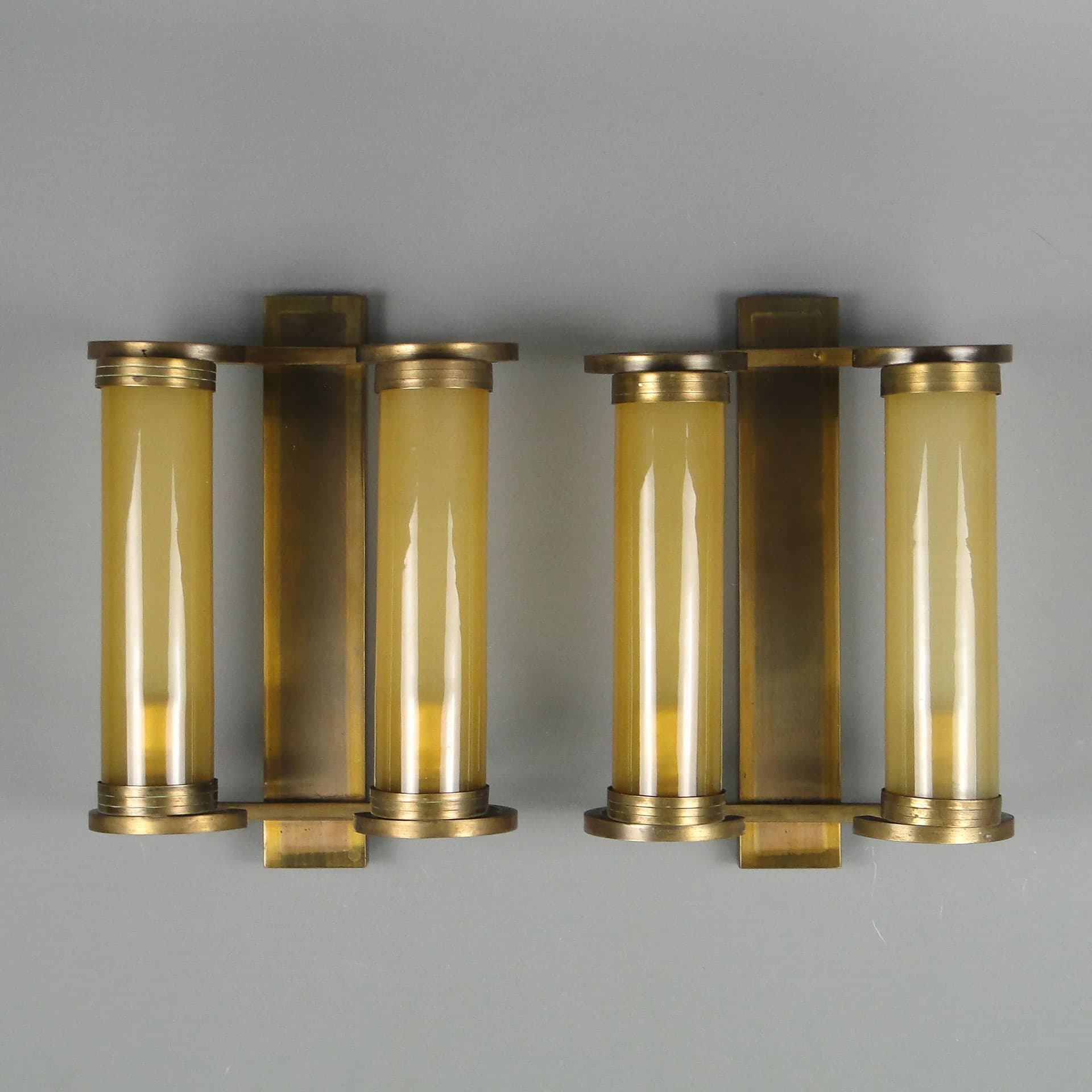 Para kinkietów Art déco, mosiądz złoty, szkło, Niemcy, lata 20. - 20324