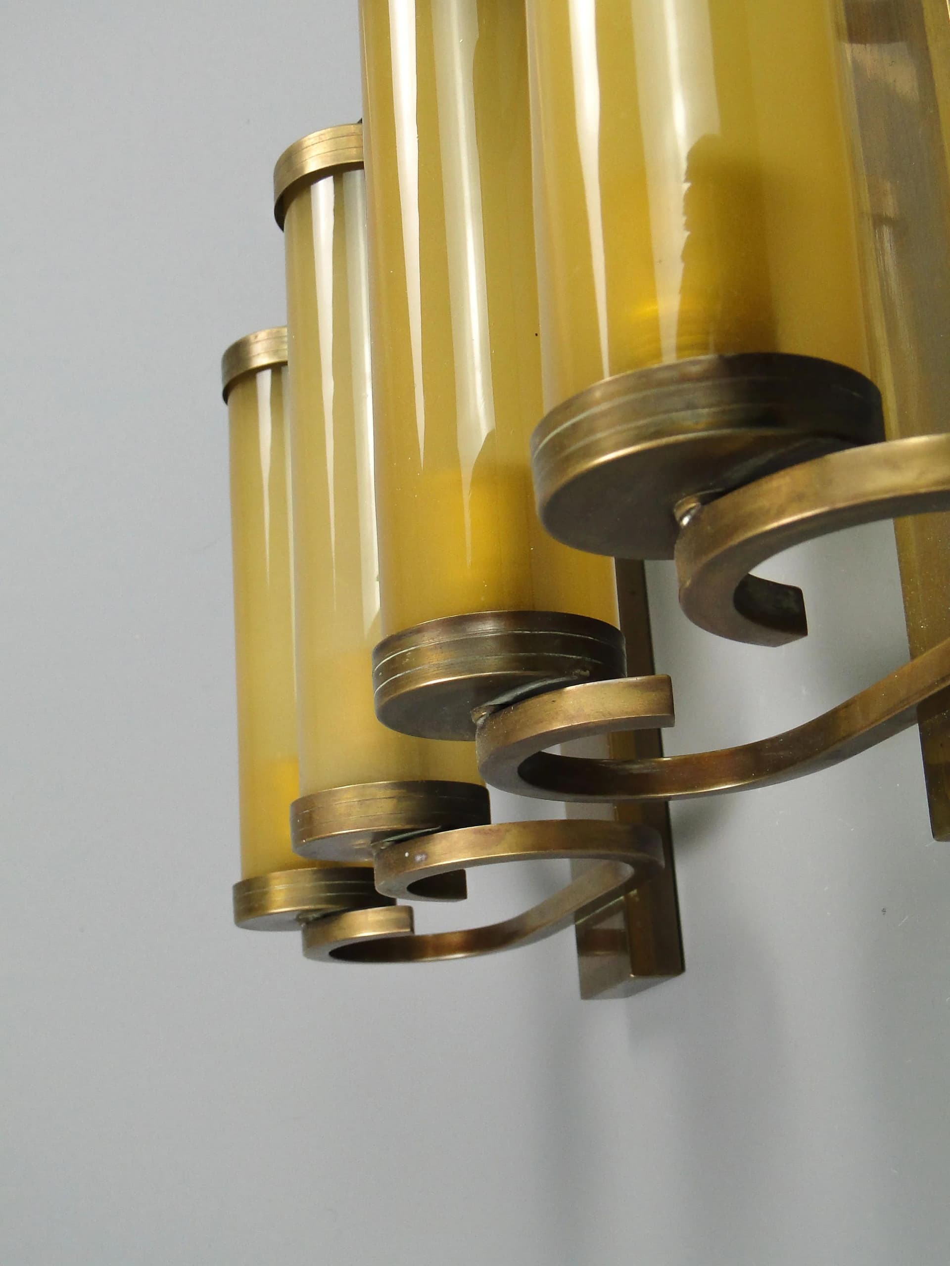 Para kinkietów Art déco, mosiądz złoty, szkło, Niemcy, lata 20. - 20330